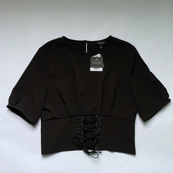 ❣️sold❣️ Topshop Lace up Puffed Sleeved Blouse - Picture 2 of 16